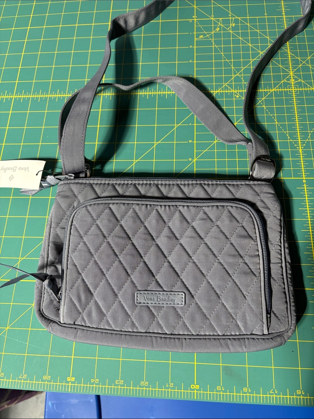 Vera Bradley Quilted Gray Crossbody Messenger Bag